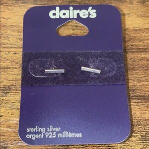 Claire's Silver Bar Stud Earrings